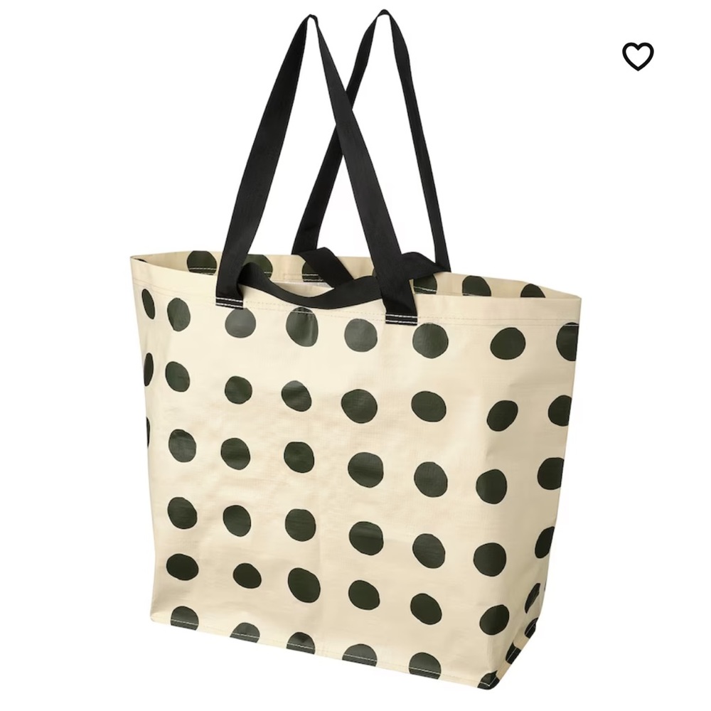 Ikea SÄCKKÄRRA Shopping Bag Tote Limited Edition Stripe Polka Dot Green Beige